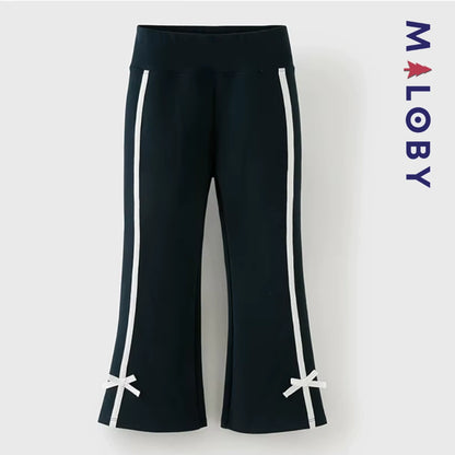 Pantalon tricoté à Bandes Contrastées enfant fille- Marine