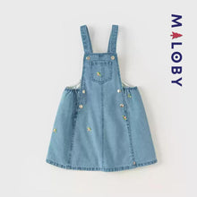 Charger l&#39;image dans la galerie, Robe salopette en denim enfant fille- Bleu -robes et ensembles pour filles, bébés et garcons - MALOBY
