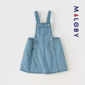 Robe salopette en denim enfant fille- Bleu -robes et ensembles pour filles, bébés et garcons - MALOBY