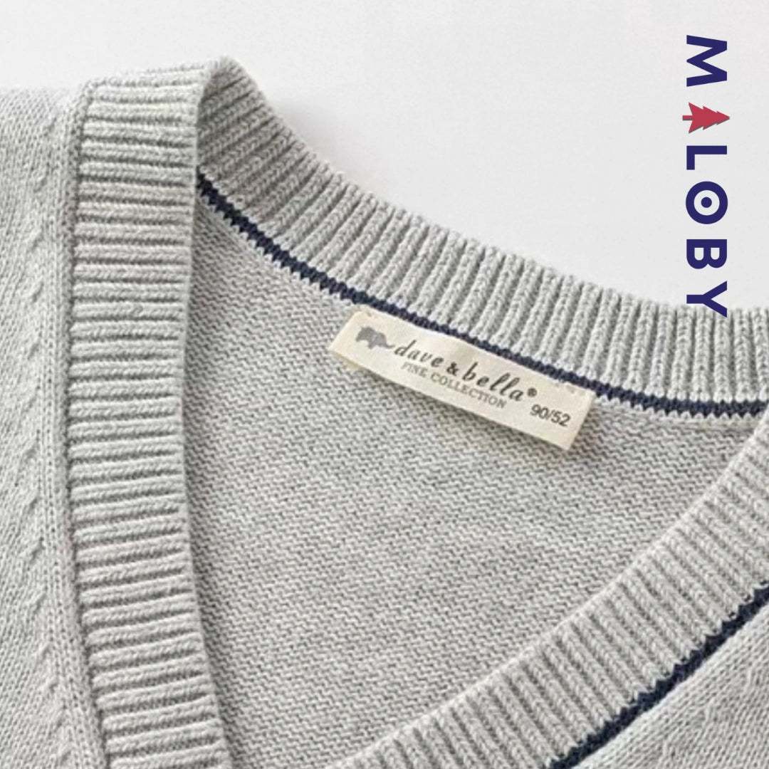 Duo chemise+cardigan enfant garçon -Gris/Blanc -robes et ensembles pour filles, bébés et garcons - MALOBY