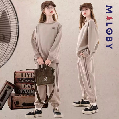 Ensemble sport 2 pièces enfant fille- marron