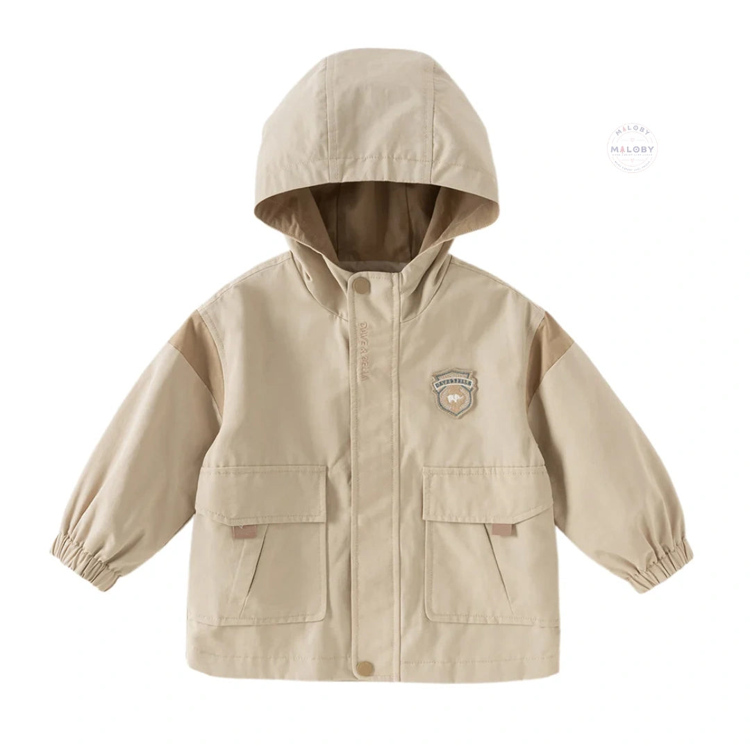 Veste à capuche coupe-vent casual enfant garçon beige, vêtement enfant maroc - MALOBY
