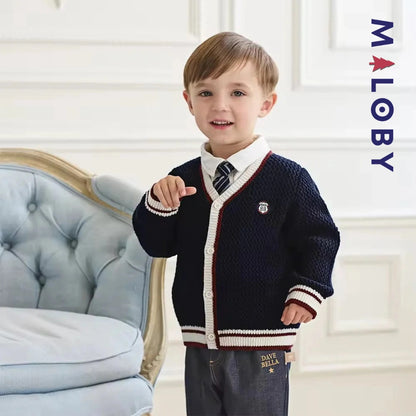 Cardigan en maille enfant garçon- Marine