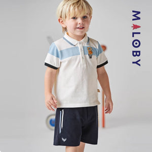 Ensemble sport polo + short- enfant Garçon- Bleu/Blanc