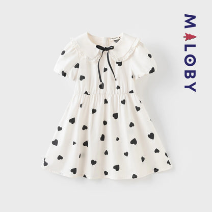 Robe d'Été imprimée cœur enfant fille -Beige