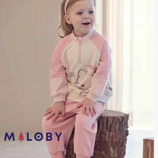 Ensemble jogging 2 pièces motif Hello kitty- Rose -robes et ensembles pour filles, bébés et garcons - MALOBY