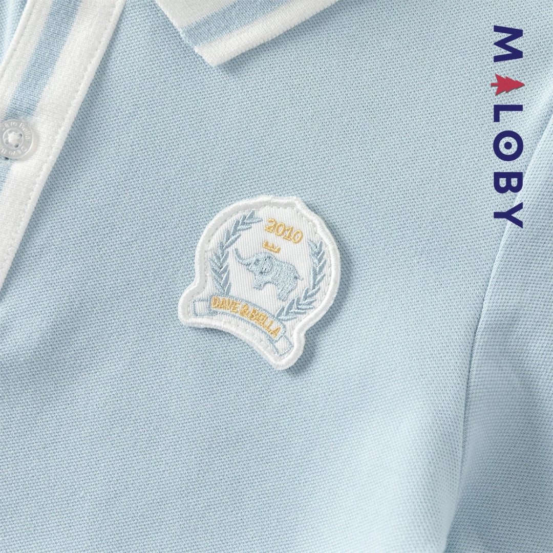 Polo manches longues enfants garçon -Bleu ciel -robes et ensembles pour filles, bébés et garcons - MALOBY
