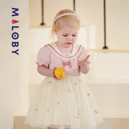 Robe d'été bi-matière fille -Rose -robes et ensembles pour filles, bébés et garcons - MALOBY