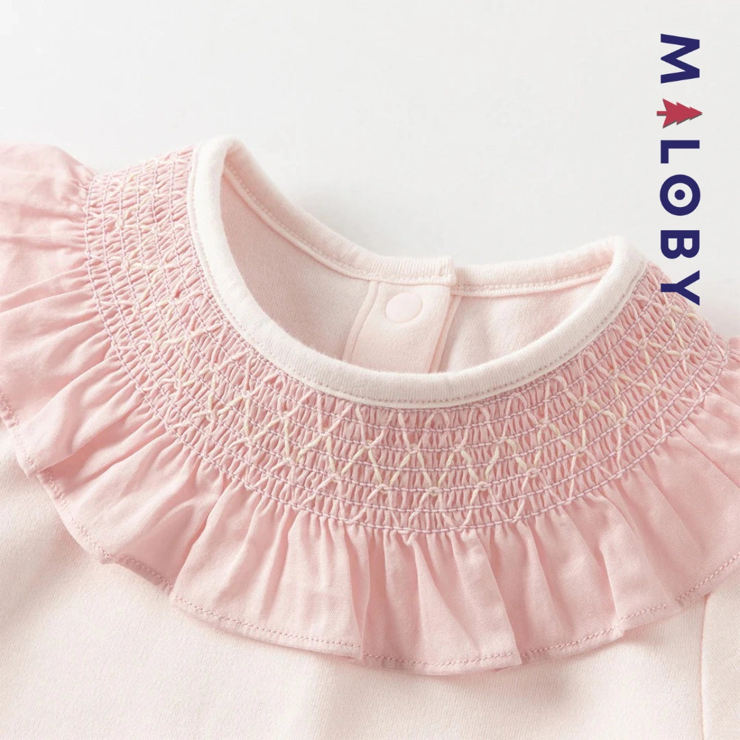 Ensemble 2 pièces combinaison+bonnet bébé fille-Rose