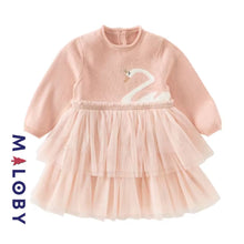 Charger l&#39;image dans la galerie, Robe princesse en maille et en tulle effet 2 en 1- Rose -robes et ensembles pour filles, bébés et garcons - MALOBY
