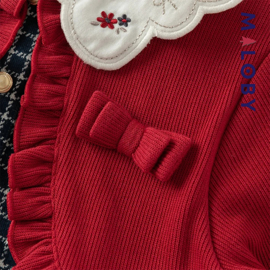 Robe à carreaux  avec Boléro intégré- rouge