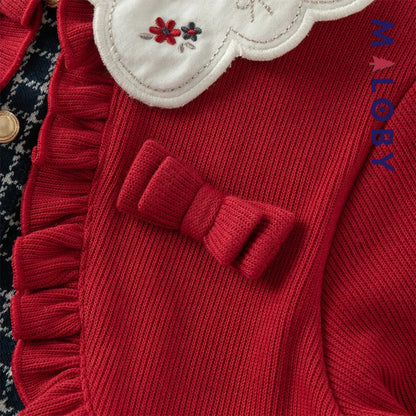 Robe à carreaux  avec Boléro intégré- rouge