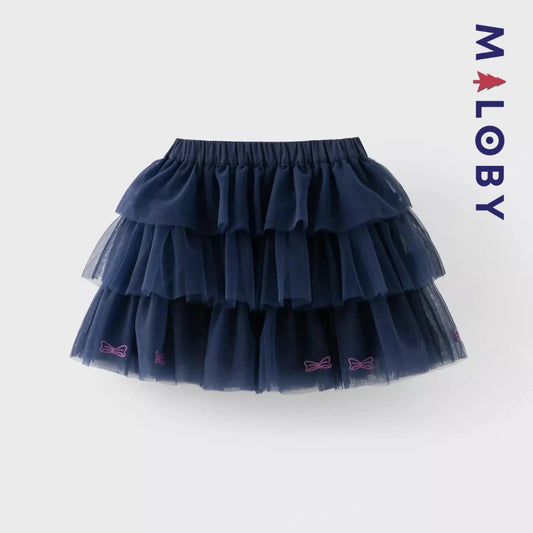 Jupe à volants en tulle enfant fille- Beige/Marine -robes et ensembles pour filles, bébés et garcons - MALOBY