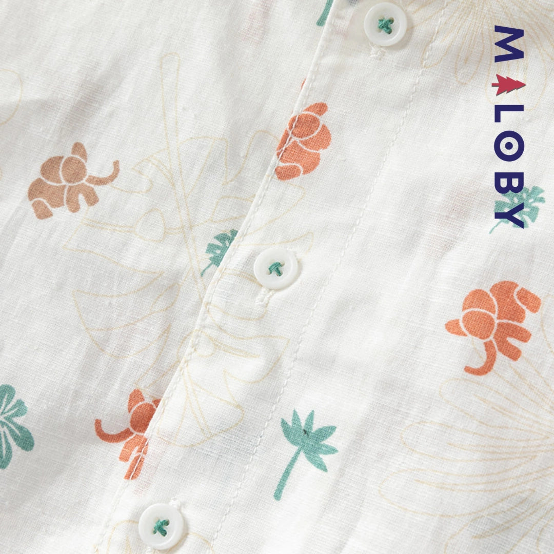 Ensemble Été en lin chemise+short -Kaki