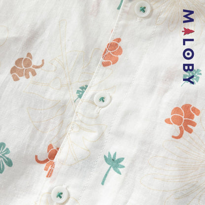 Ensemble Été en lin chemise+short -Kaki