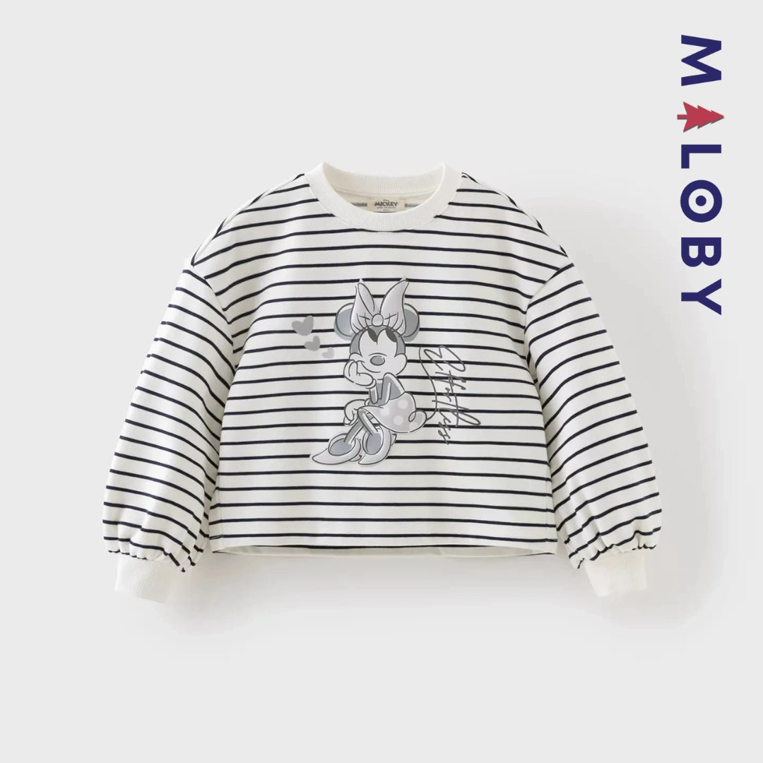 Sweat-shirt antibactérien Disney enfant fille -Rayé marine -robes et ensembles pour filles, bébés et garcons - MALOBY