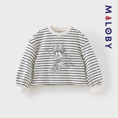 Sweat-shirt antibactérien Disney enfant fille -Rayé marine -robes et ensembles pour filles, bébés et garcons - MALOBY