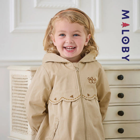 Trench à capuche doublure imprimé -couleur beige -robes et ensembles pour filles, bébés et garcons - MALOBY