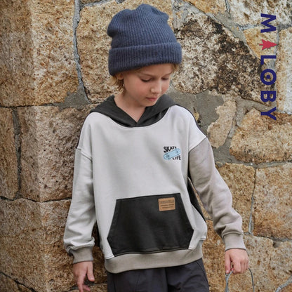sweat à capuche skate life enfant garçon- gris