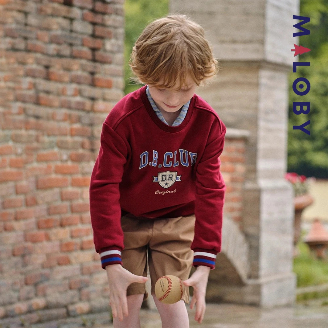 sweat col rond motif placé enfant garçon -Rouge -robes et ensembles pour filles, bébés et garcons - MALOBY