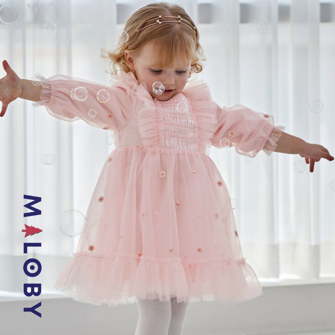 Robe de princesse à volants - rose pâle -robes et ensembles pour filles, bébés et garcons - MALOBY