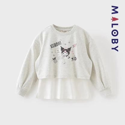 Sweat-shirt Kuromi effet 2 en 1 enfant fille -Gris -robes et ensembles pour filles, bébés et garcons - MALOBY