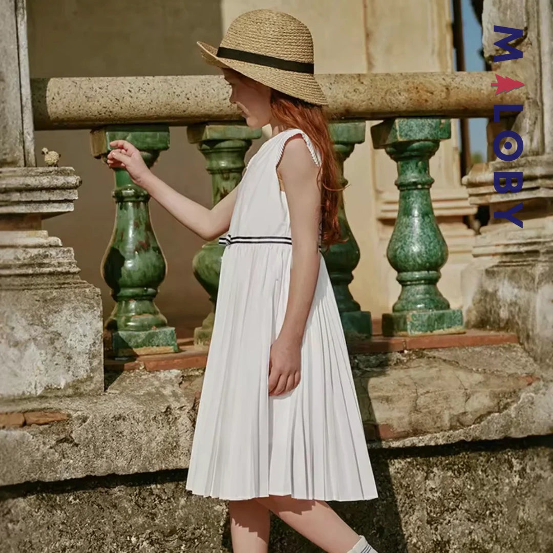 Robe princesse pour cérémonie à jupe plissée fille- Ivoire