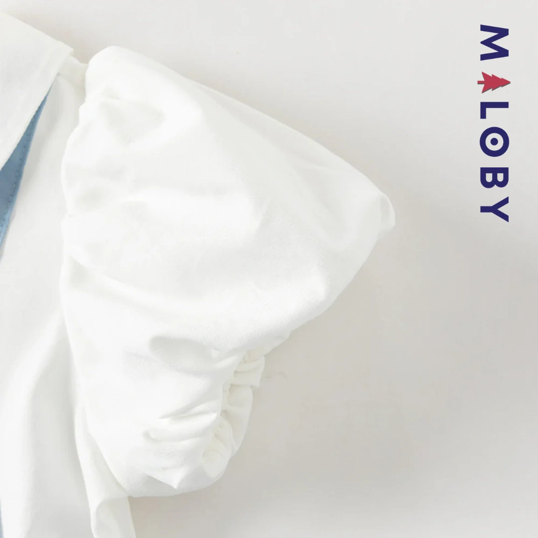 Robe été bi-matière effet 2 en 1 enfant fille- Bleu