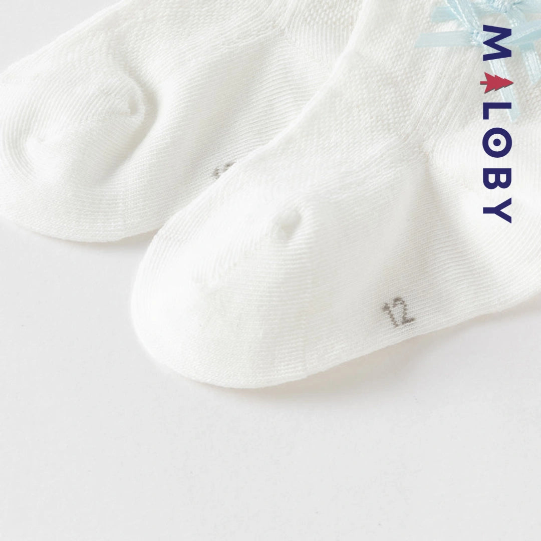 Chaussettes mi-mollet à nœud enfant fille - Blanc