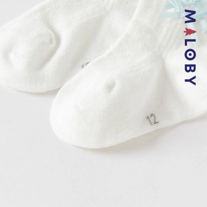 Chaussettes mi-mollet à nœud enfant fille - Blanc