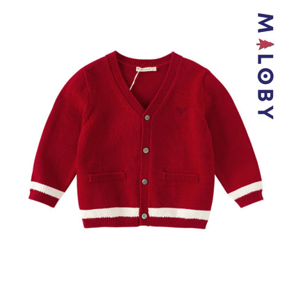 Ensemble 3 pièces chemise +nœud+ cardigan enfant garçon- rouge/blanc -robes et ensembles pour filles, bébés et garcons - MALOBY