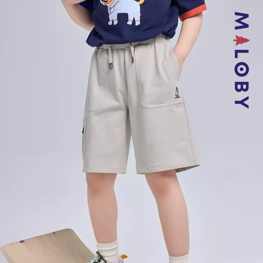 Short sport enfant garçon -Kaki clair