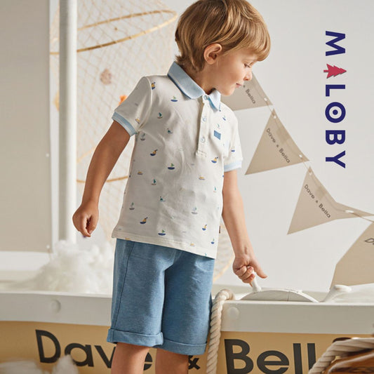 Ensemble 2 pièces Polo + Bermuda Garçon - Blanc/Bleu -robes et ensembles pour filles, bébés et garcons - MALOBY