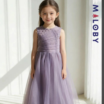 Robe princesse en tulle perlée -Violet