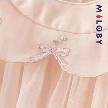 Robe de Cérémonie Cœurs & Volants enfant fille -Rose