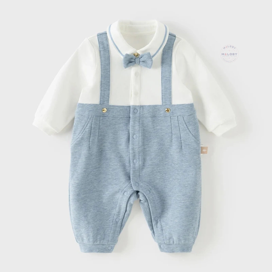 Combinaison cérémonie avec nœud papillon enfant garçon bleu, vêtement bébé maroc - MALOBY