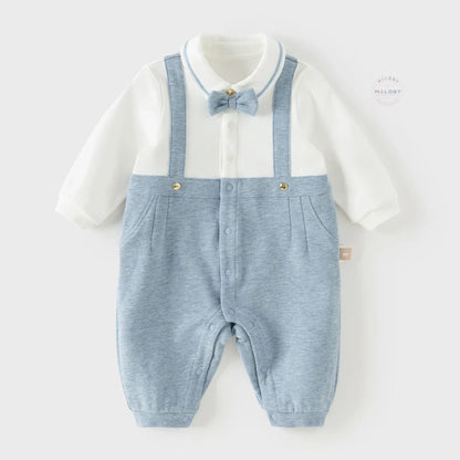 Combinaison cérémonie avec nœud papillon enfant garçon bleu, vêtement bébé maroc - MALOBY