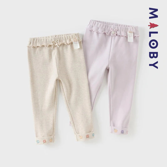 Legging à bas brodé enfant fille-beige/violet
