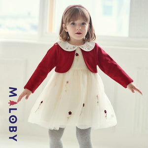 Robe cérémonie avec boléro intégré- Rouge -robes et ensembles pour filles, bébés et garcons - MALOBY