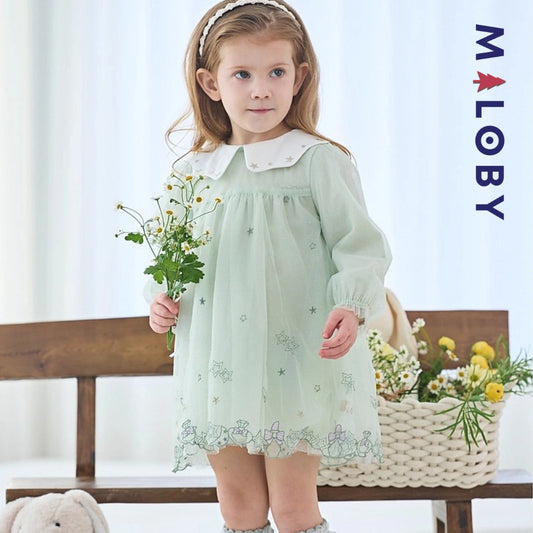 Robe star col claudine- Vert