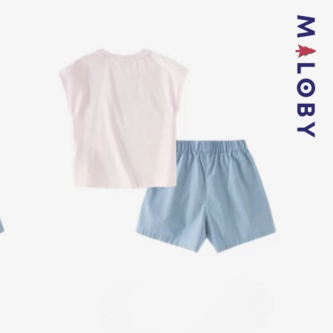 Ensemble 2 pièces T-shirt+short enfant fille -Rose
