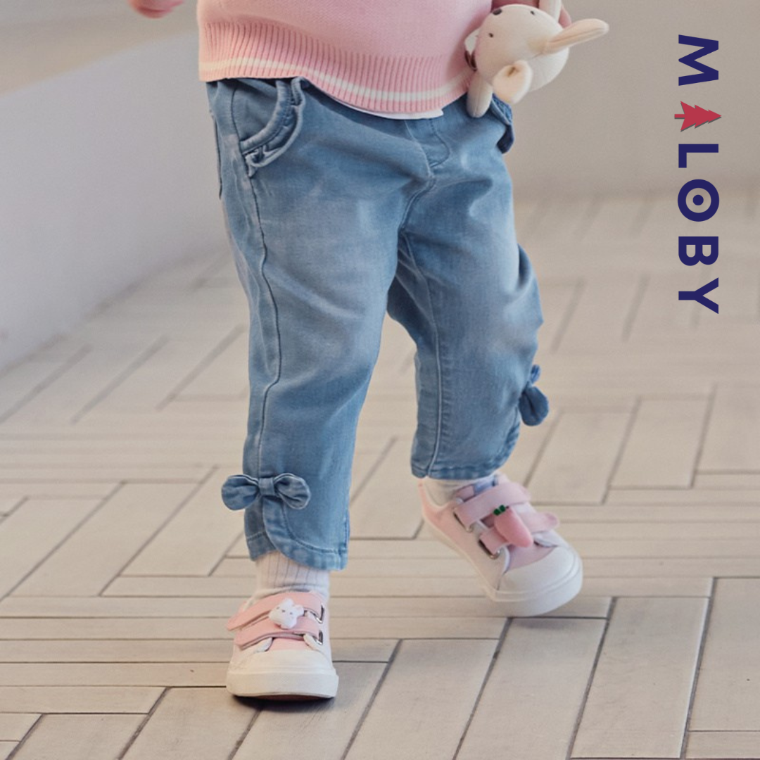 Pantalon jean taille élastiquée-Fille -robes et ensembles pour filles, bébés et garcons - MALOBY