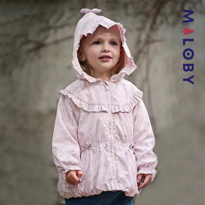 Veste mi-saison imprimé floral enfant fille- Rose