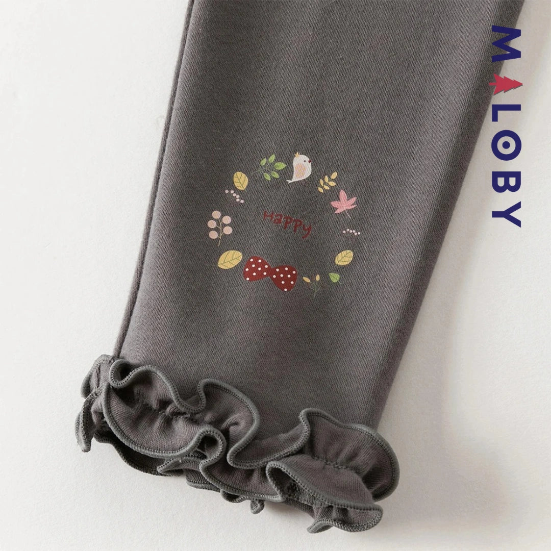 Legging à volants enfant fille - blanc/gris -robes et ensembles pour filles, bébés et garcons - MALOBY