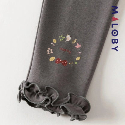 Legging à volants enfant fille - blanc/gris -robes et ensembles pour filles, bébés et garcons - MALOBY