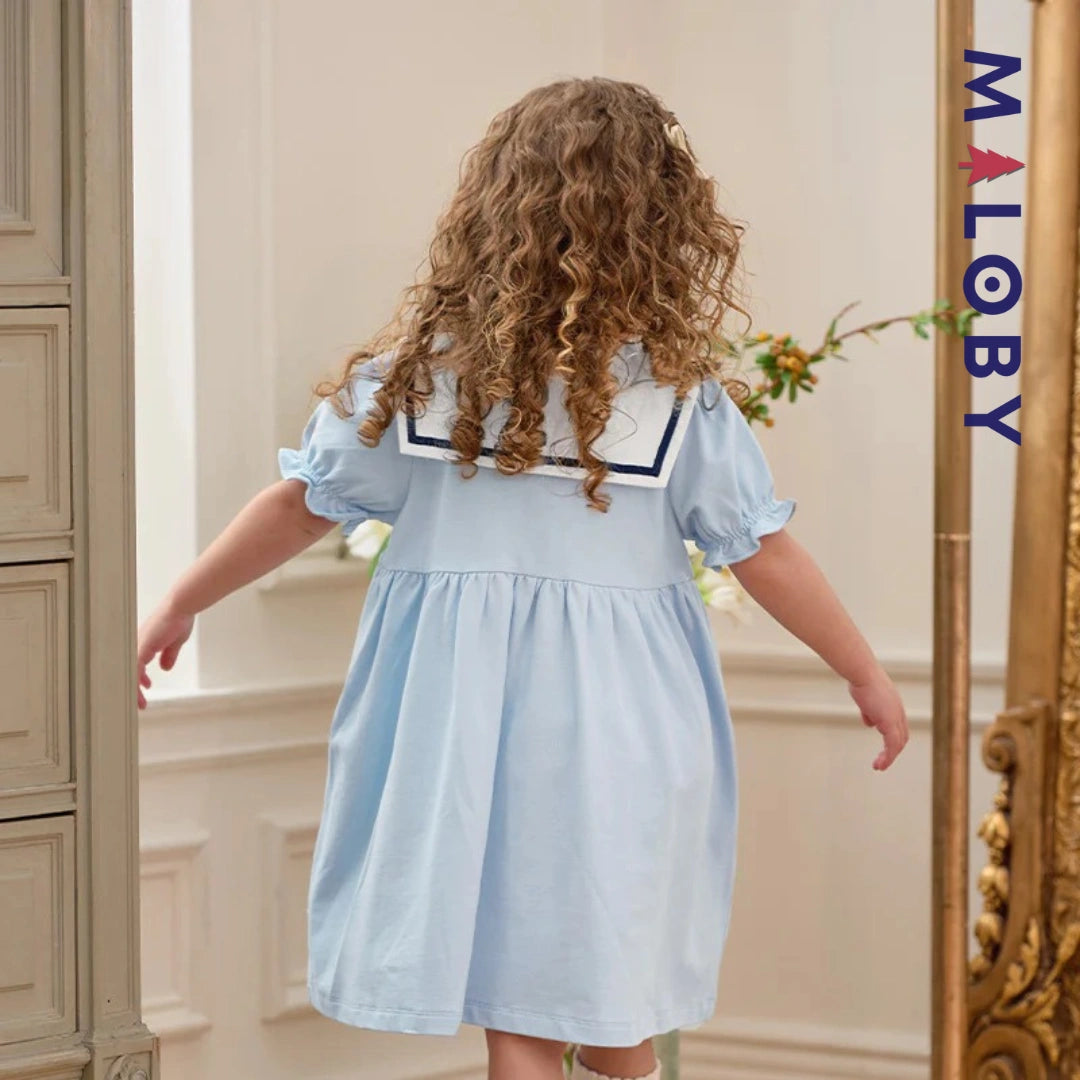 Robe style Marin enfant fille- bleu ciel -robes et ensembles pour filles, bébés et garcons - MALOBY