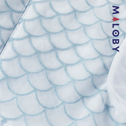 Robe princesse en tulle légère à manches courtes grise et bleue pour filles