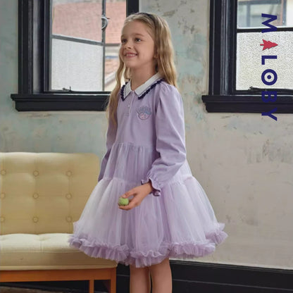 Robe col polo enfant fille- violet