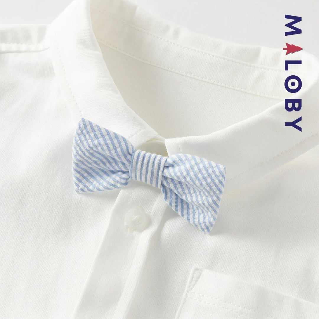 Ensemble habillé 2 pièces en pur coton enfant garçon -Blanc