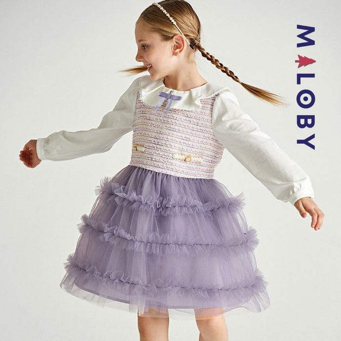 Robe de cérémonie à volants enfant fille-violet -robes et ensembles pour filles, bébés et garcons - MALOBY